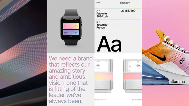 Illumina branding presentation with gradient accents, gradient-heavy, editorial, vibrant