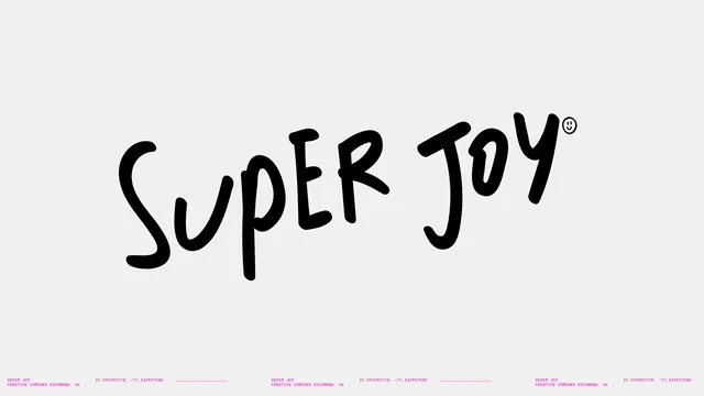 Super Joy brand word-mark with handwritten letterforms, playful, handwritten, light