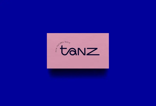 TANZ logotype on vibrant blue background, minimal, technical, vibrant
