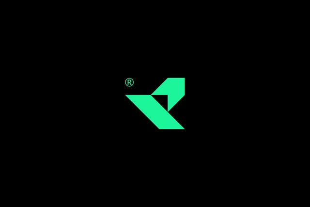 Neon green geometric arrow logo, geometric, minimal, dark