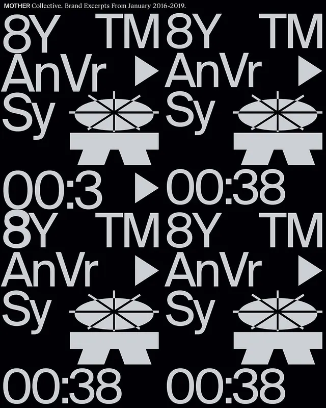 MOTHER Collective brand identity grid, technical, geometric, monochrome