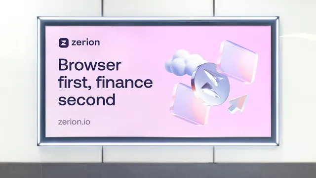 Zerion backlit billboard with chrome 3D render, 3d-render, minimal, pastel