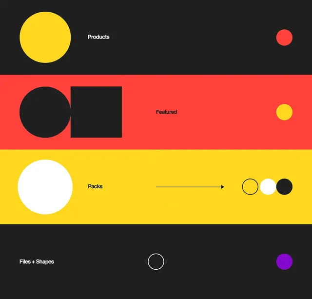Geometric design system with primary colors, geometric, playful, vibrant