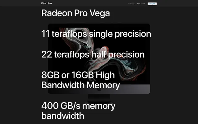 Radeon Pro Vega Technical Specifications