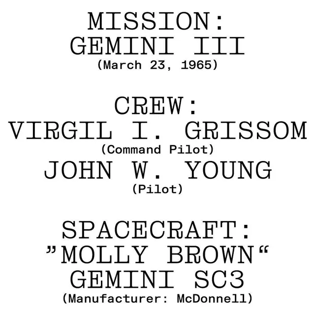 Gemini III Mission Information, minimal, technical, monochrome