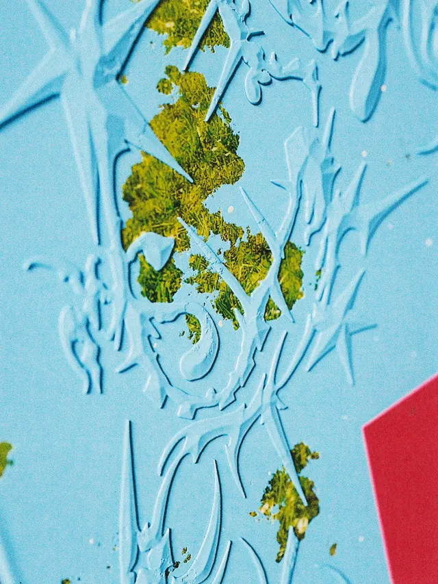 Topographic map visualization with gold-leaf texturing (slide 2), abstract, geometric, cool