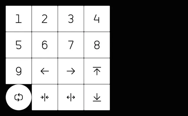 GN–S search system pictogram grid, minimal, technical, light