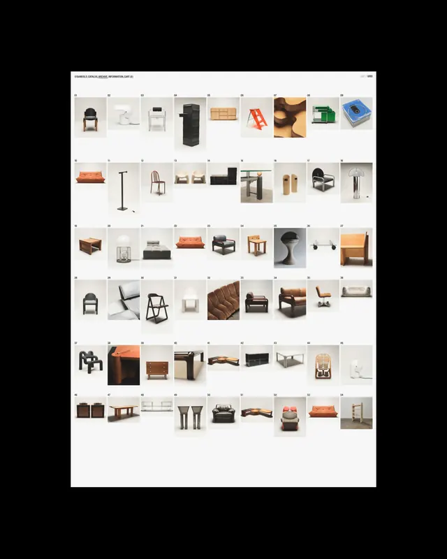 Modernist furniture and design grid catalog, minimal, technical, light