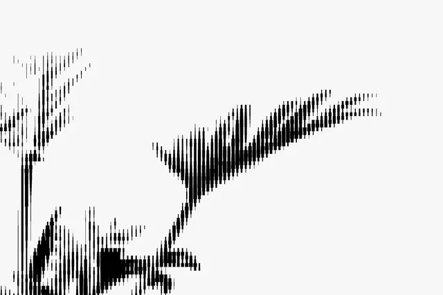 Botanical Silhouettes Rendered as Waveform Strokes, technical, data-dense, monochrome