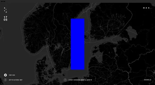 Dark map infographic with neon highlight, dark-mode, technical, dark