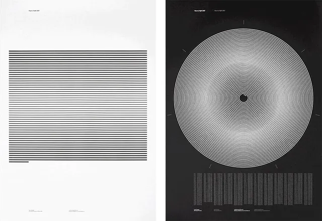 Linear patterns and circular concentric design, minimal, technical, monochrome