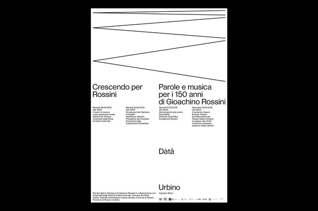 Rossini Event Poster Urbino, swiss, minimal, monochrome