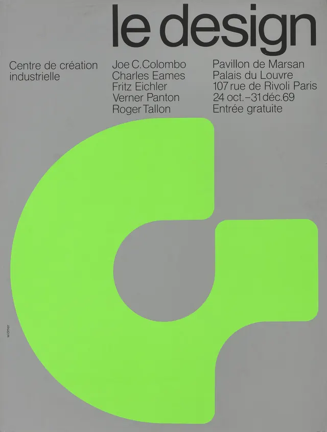 le design 1969 exhibition poster, swiss, minimal, muted
