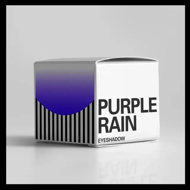 Purple Rain eyeshadow cube packaging, minimal, geometric, light