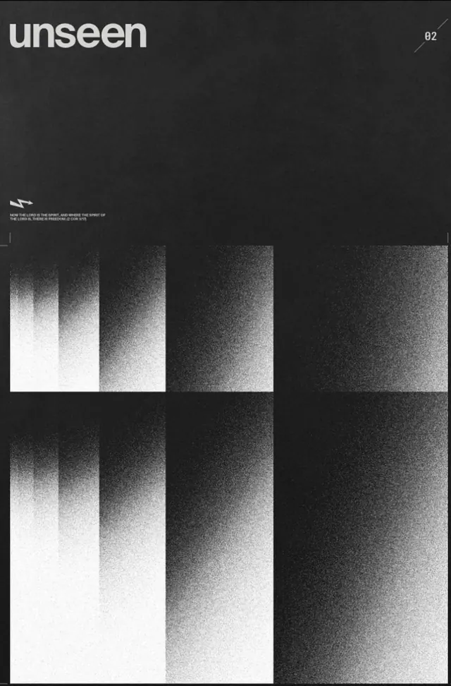 unseen 02 grainy monochrome poster, brutalist, swiss, monochrome