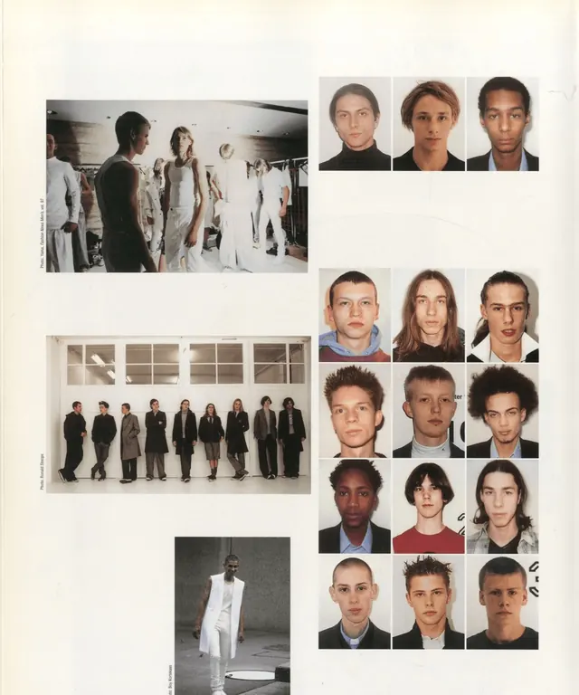 Fashion casting editorial collage spread, editorial, photographic, monochrome