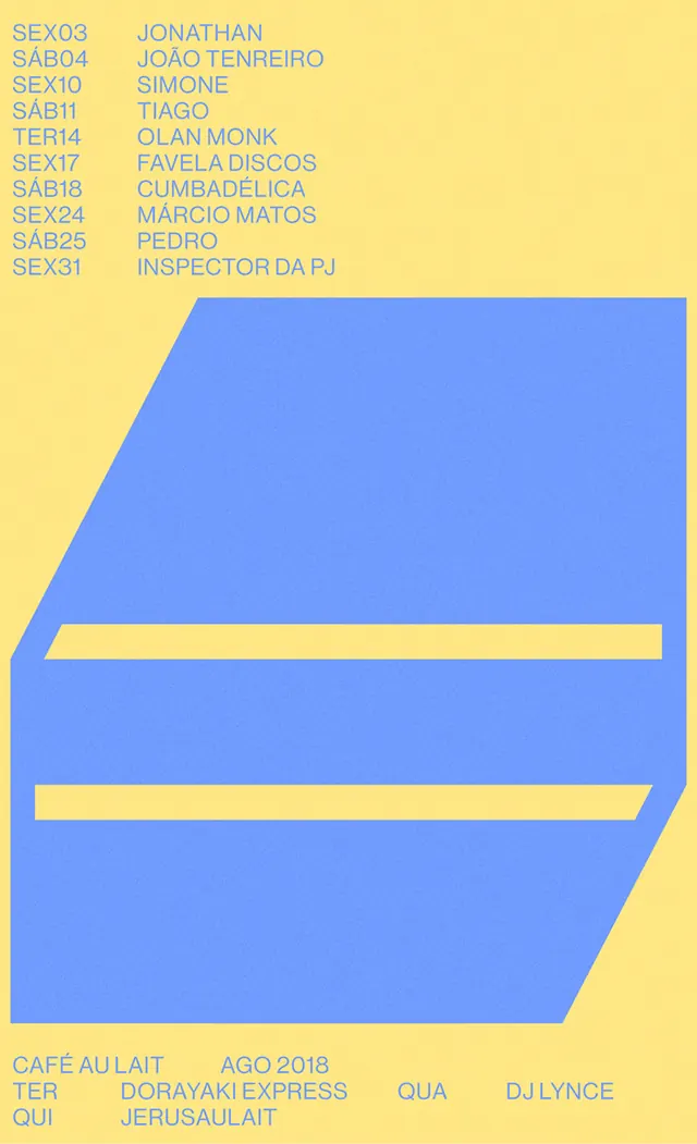 Café au Lait August event poster, swiss, minimal, pastel