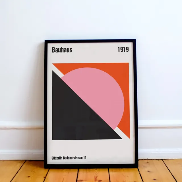 Bauhaus 1919 Poster - 50 x 70 cm / White frame, minimal, editorial, dark