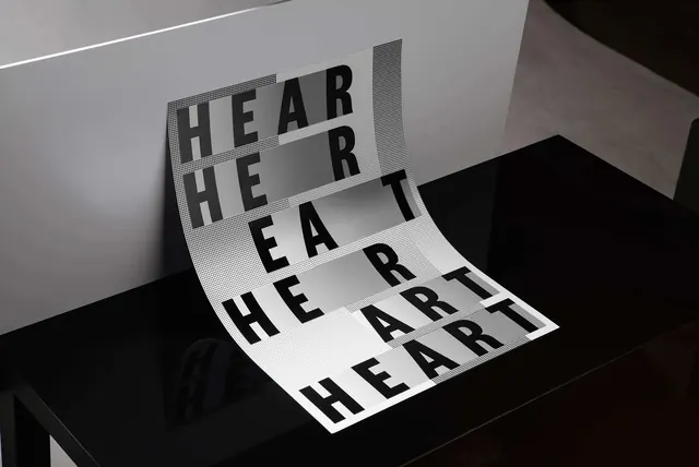 The Heart Index typographic poster with line pattern, editorial, technical, dark
