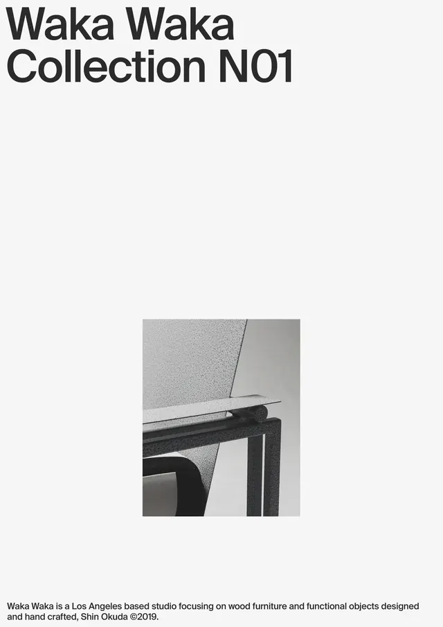 Waka Waka Collection No1 furniture studio publication cover, minimal, monochrome, monochrome