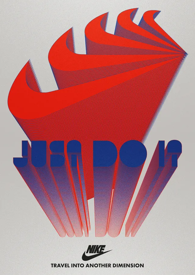 Nike dimensionality poster, 3d-render, geometric, vibrant
