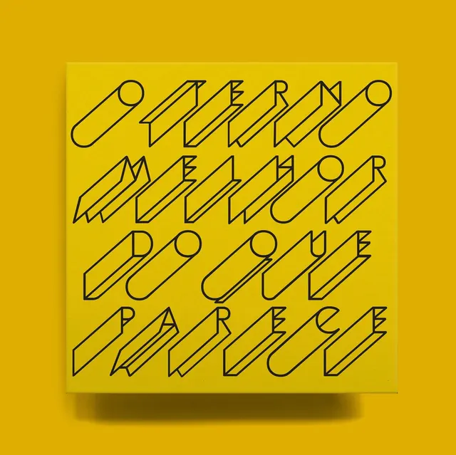 Yellow golden text poster with isometric lettering, geometric, display, warm