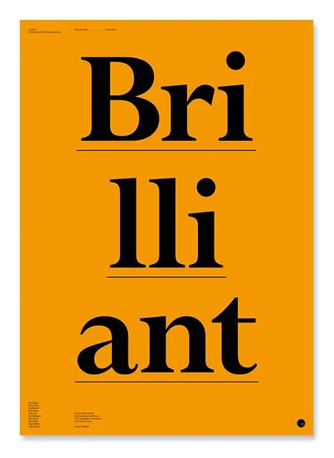 Brilliant orange typographic poster, minimal, geometric, vibrant