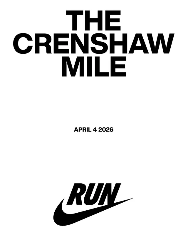 Nike Crenshaw Mile running event poster, minimal, swiss, monochrome