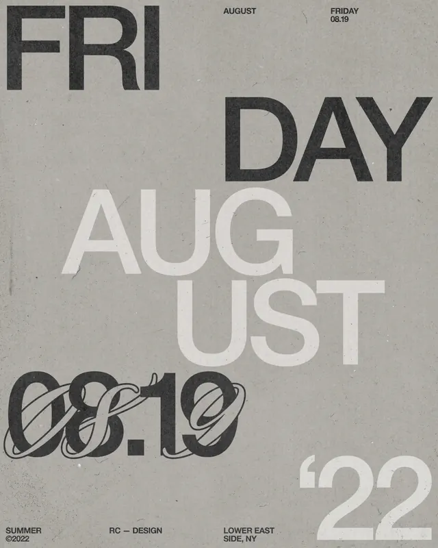 Friday event poster Swiss typography design, swiss, minimal, light