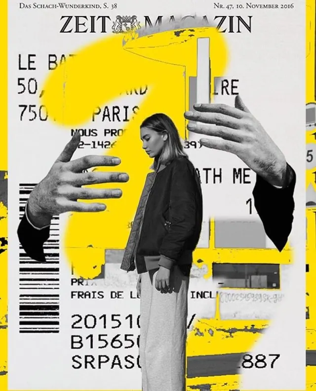 Editorial brutalist collage, editorial, brutalist, high-contrast