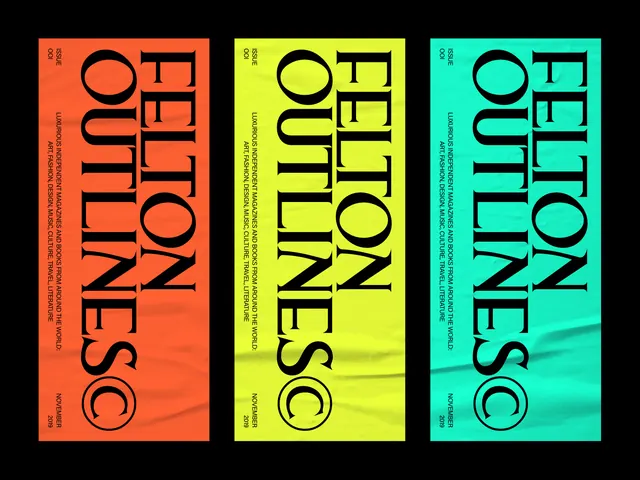 Three-color outline exploration poster series, bold, geometric, vibrant
