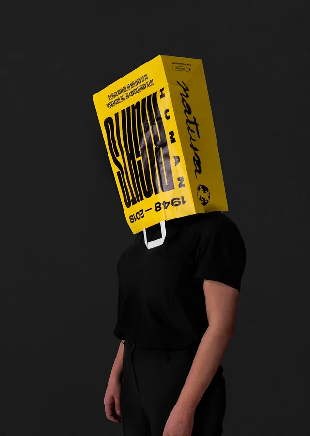 Human Rights Campaign poster with gold barcode, dark-mode, bold, dark