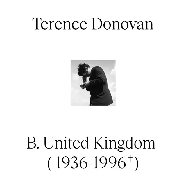 Terence Donovan photographer tribute layout, minimal, swiss, monochrome