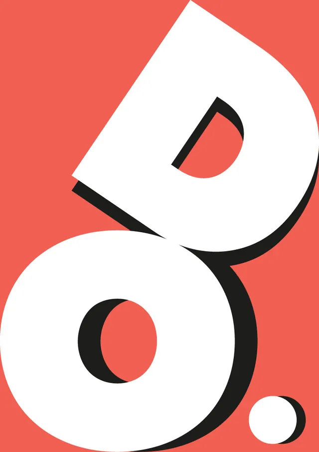 DO poster with large letterforms, minimalist, geometric, vibrant