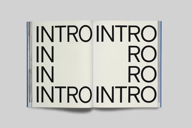 Dsgnselo catalog open book layout typography, minimalist, swiss, monochrome