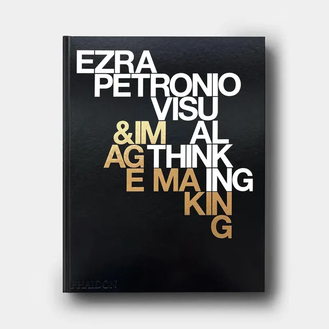 Book cover with overlapping typography in white and gold, bold, dark-mode, dark