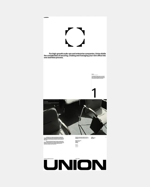 Union brand poster editorial layout, minimal, swiss, light