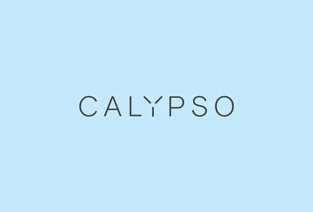 Calypso typographic poster light blue, minimal, swiss, light