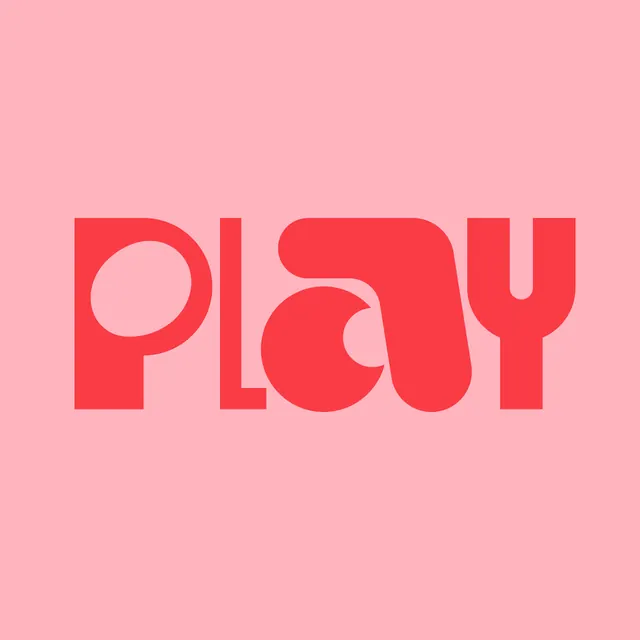 PLAY bold display wordmark, minimal, playful, pastel