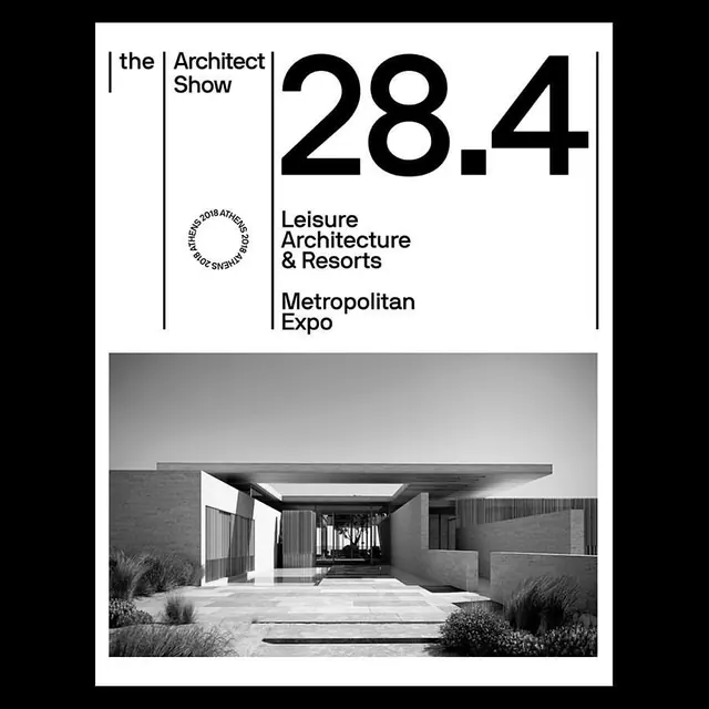 Architect Show 28.4 exhibition poster, swiss, minimal, monochrome