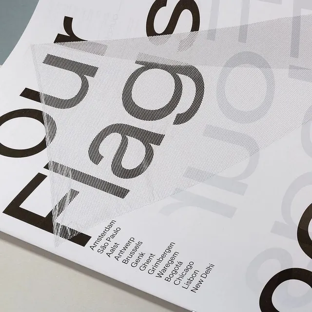 Anstellan gallery typography poster, minimal, monochrome, light