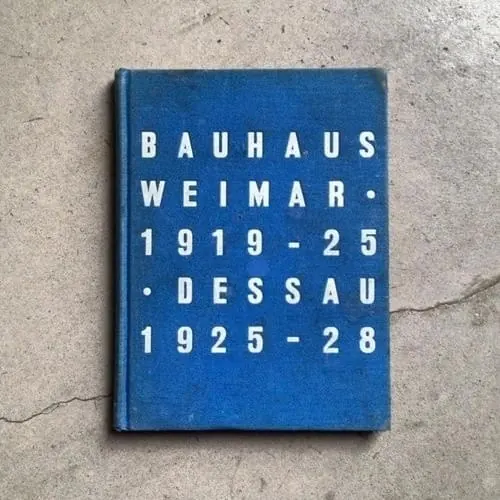 Bauhaus Weimar Dessau Book Cover, minimal, swiss, high-contrast
