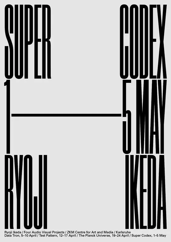 Super Codex typographic exhibition poster, geometric, experimental, light