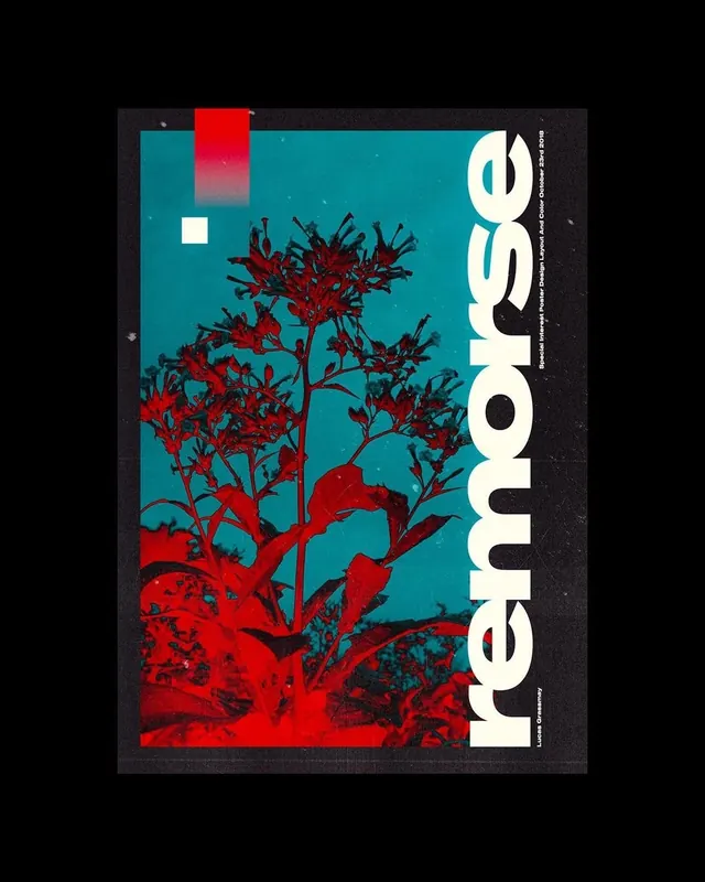 Vibrant poster with floral branching motif, geometric, illustrated, vibrant