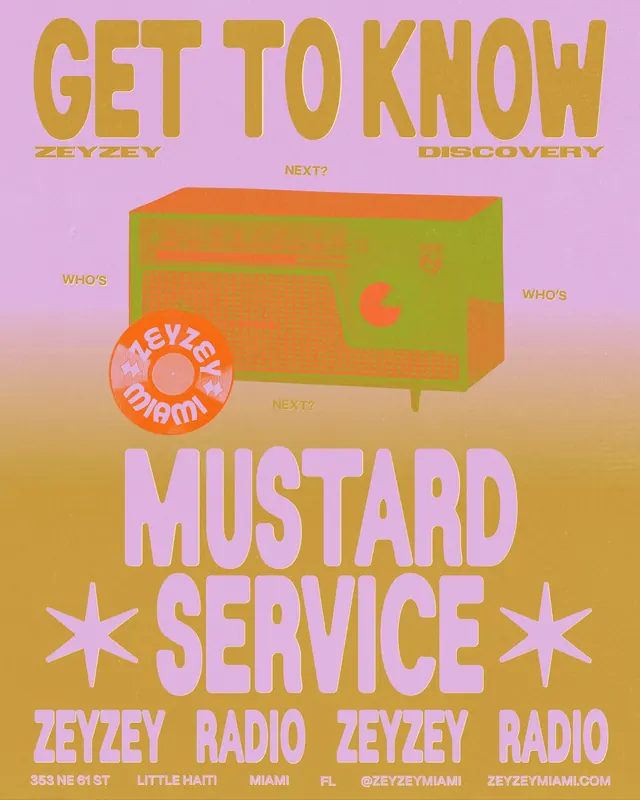 Musical poster with vibrant layered graphics, playful, bold, vibrant