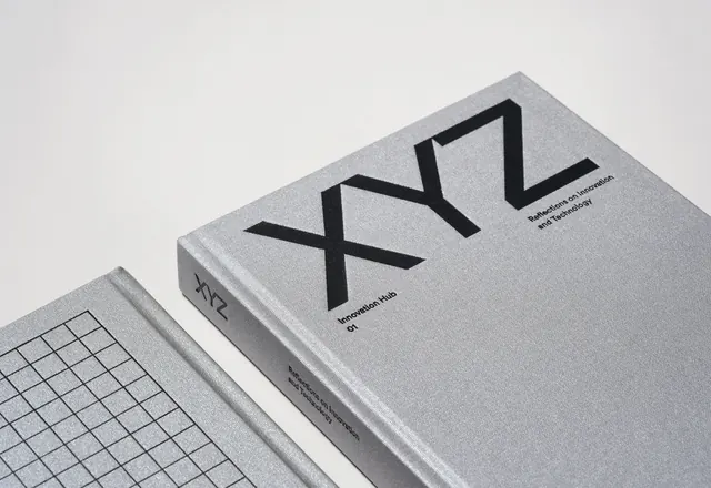 XXL magazine publication cover and grid page, editorial, minimal, monochrome