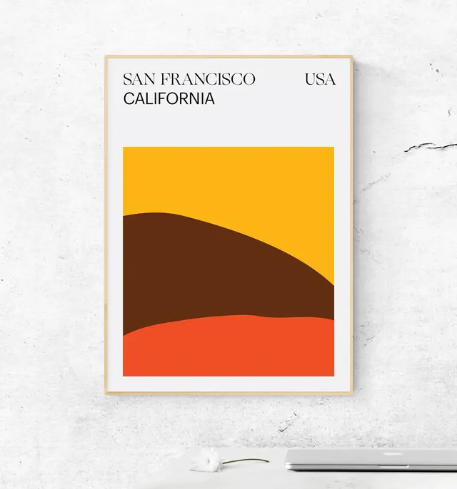 San Francisco California Poster, minimal, geometric, vibrant