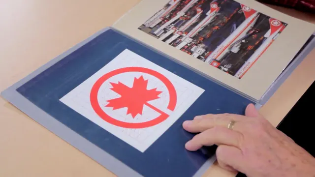 Maple Leaf Graphic on Blue Background