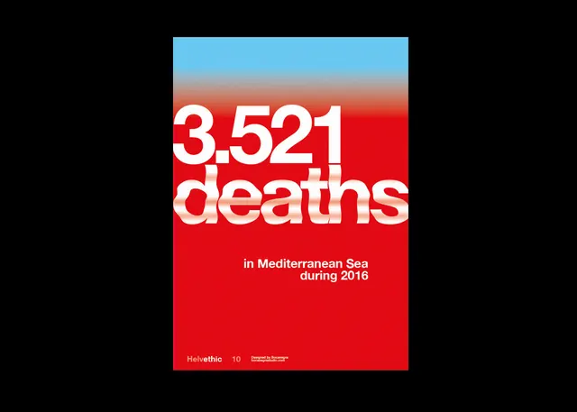 Helvethic 3.521 deaths poster, minimal, editorial, vibrant