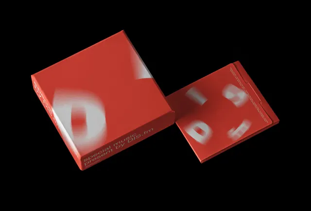 DIS.fm red special music packaging, minimal, editorial, vibrant